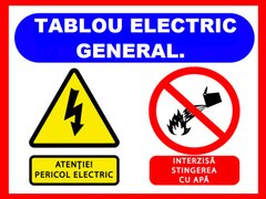 Placuta pentru tablou electric general atentie pericol electric interzisa stingerea cu apa